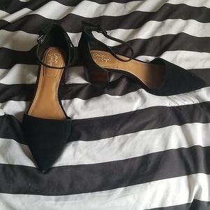 Black Suede Strappy Block Heel